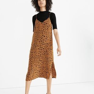 Madewell Silk Eva Side Slit Animal Print Dress